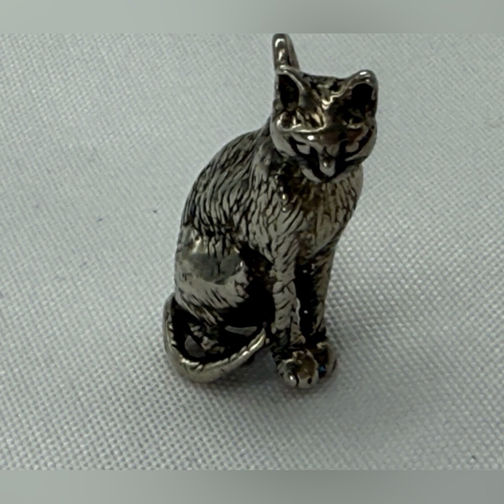 Vintage Sterling Silver 3D Cat Charm Pendant Detailed Feline Kitty Over 6g Gift - Picture 2 of 5